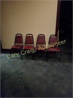 4 Maroon Banquet Chairs