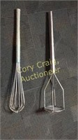 Commercial size Masher and Wisk Untensils