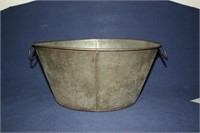 Primitive Handmade Tin Waste Bowl with Handles