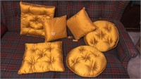 6 gold decorative throw pillows