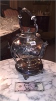 John Turton silverplate tea kettle w stand& warmer