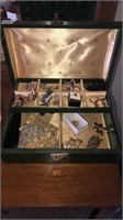 Vintage jewelry box with contents