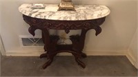 Early Victorian mahogany marble top hall table