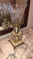 Early brass & crystal lamp