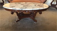 Early Victorian mahogany marble top coffee table
