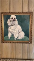 Framed oil on canvas poodle portrait