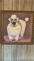 Framed oil on canvas poodle portrait