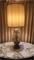 Art Deco hand painted lamp with porcelain cherubs