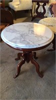 Early marble top mahogany lamp table