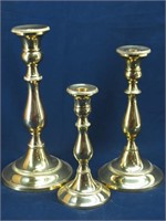 Set of (3) Brass Candle Sticks, Plus Extra Brass