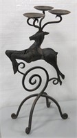Wrought Iron Deer 3-Candle Holder Stand