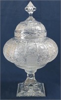 Stunning Large Cut Crystal Pedestal Jar with Lid