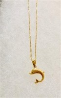 14K Gold Chain and Dolphin Pendant