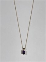 14 K 18 “ Chain with Amethyst Pendant