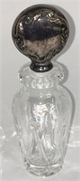 Crystal Perfume Bottle With Silver Overlay Stopper