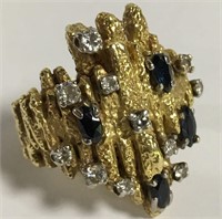 18k Gold, Diamond & Blue Sapphire Ring