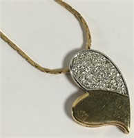 14k Gold Necklace With Diamond Heart Pendant