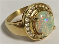 18k Gold, Opal And Diamond Ring