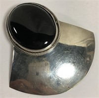 Mexico Sterling Silver & Black Onyx Pin / Pendant