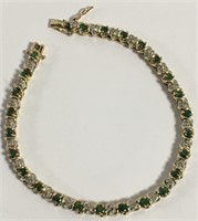 14k Gold, Emerald & Diamond Bracelet