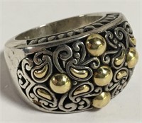 Sterling Silver And 18k Gold Ring