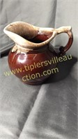 McCoy brown pottery pitcher 5.5in