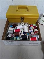 Large group of sewing thread with vintage box