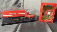 Coca-Cola collector truck and mini clock