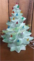 Vintage lighted ceramic Christmas tree 13in light