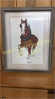 Framed Clydesdale cross stitch 16x20