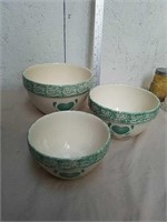 Set of 3 stoneware decorative mixing bowls