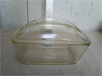 Vintage glass bread pan with lid marked W  has