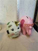 Pair of coin banks 1 piggy one elephant