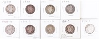 Coin 9 Different Barber Quarters in Good to VG