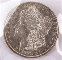 Coin 1891-S Morgan Silver Dollar Almost Unc.