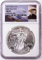 Coin 2015 American Silver Eagle Certified NGC MS69