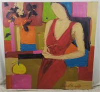 Nancy Schaff Woman in Red Original Painting Oil on