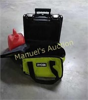 GROUP OF GAS JUG & 2 EMPTY TOOL CASES