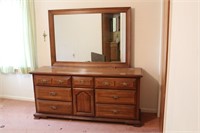 Seven-Drawer Vanity Dresser with Mirror
