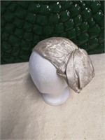 VINTAGE SILVER LAME HAT RHINESTONE ACCENT