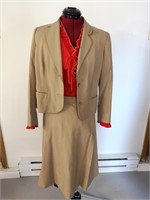 1970'S POLYESTER SUIT & RED BLOUSE SIZE 8
