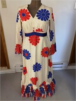 AWESOME 1960'S POLY KNIT GOWN RHINESTONE ACCENTS