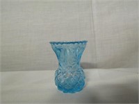 Blue Glass Tooth Pick Holder 2 3/4"Tall