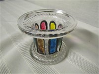 Painted Glass Candle Holder 3"Tall