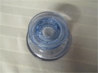 Blue Glass Candle Holder 2 1/4"Tall 3 3/4"Wide