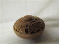 Stone Dish with Lid 2 1/2"Tall 4 3/4"Long