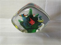 Glass Fish and Reef Piece 4"Tall 5 1/2"Long