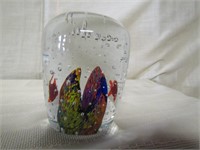 2 Fish and Colored Reef Glass Piece 3 1/2"Tall