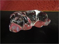 Clear Glass Dog 1 1/2"Tall 4 1/2"Long