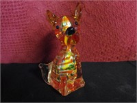 Multi Colored Glass Puppy With Cracked Flaw